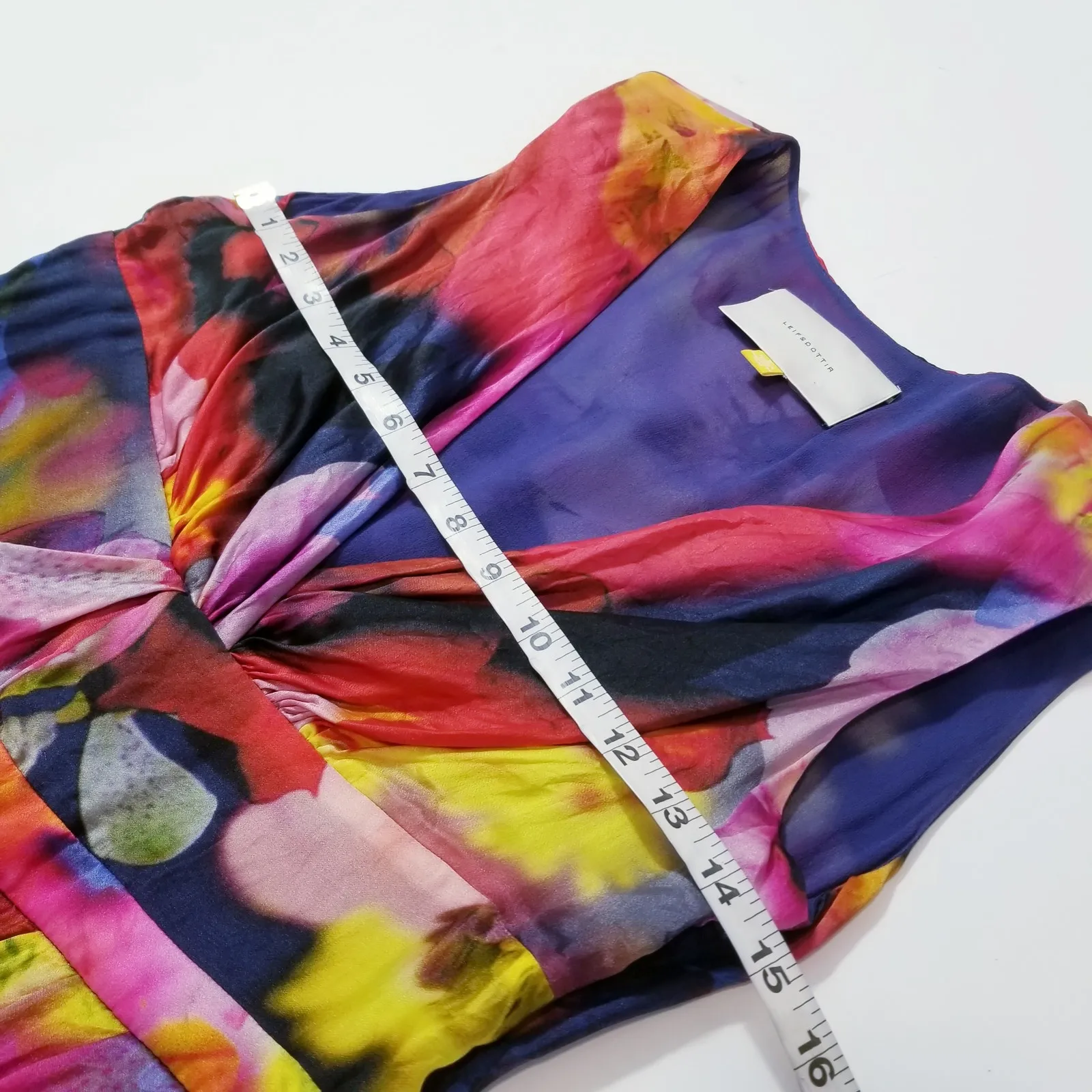 Anthropologie Leifsdottir 100% Silk Tulip Hem Watercolor Mini Dress - Image 4