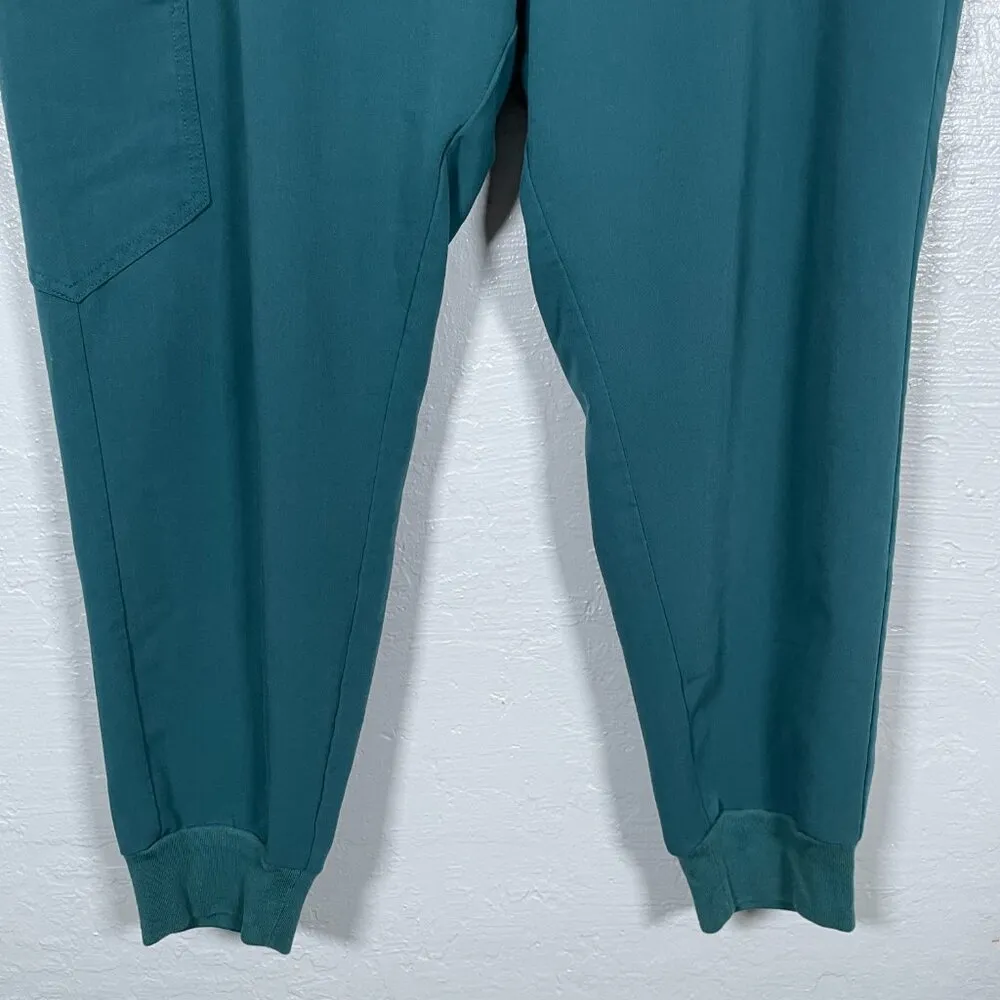 Figs Women XXLP Petite Teal Blue Zamora Jogger Scrub Pants Pocket Yoga Waistband - Image 2