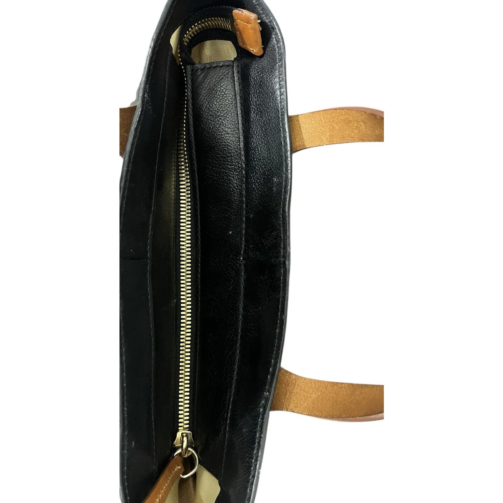 Dooney & Bourke Florentino Black Medium Tote Purse Bag Tassels Brown Leather - Image 9