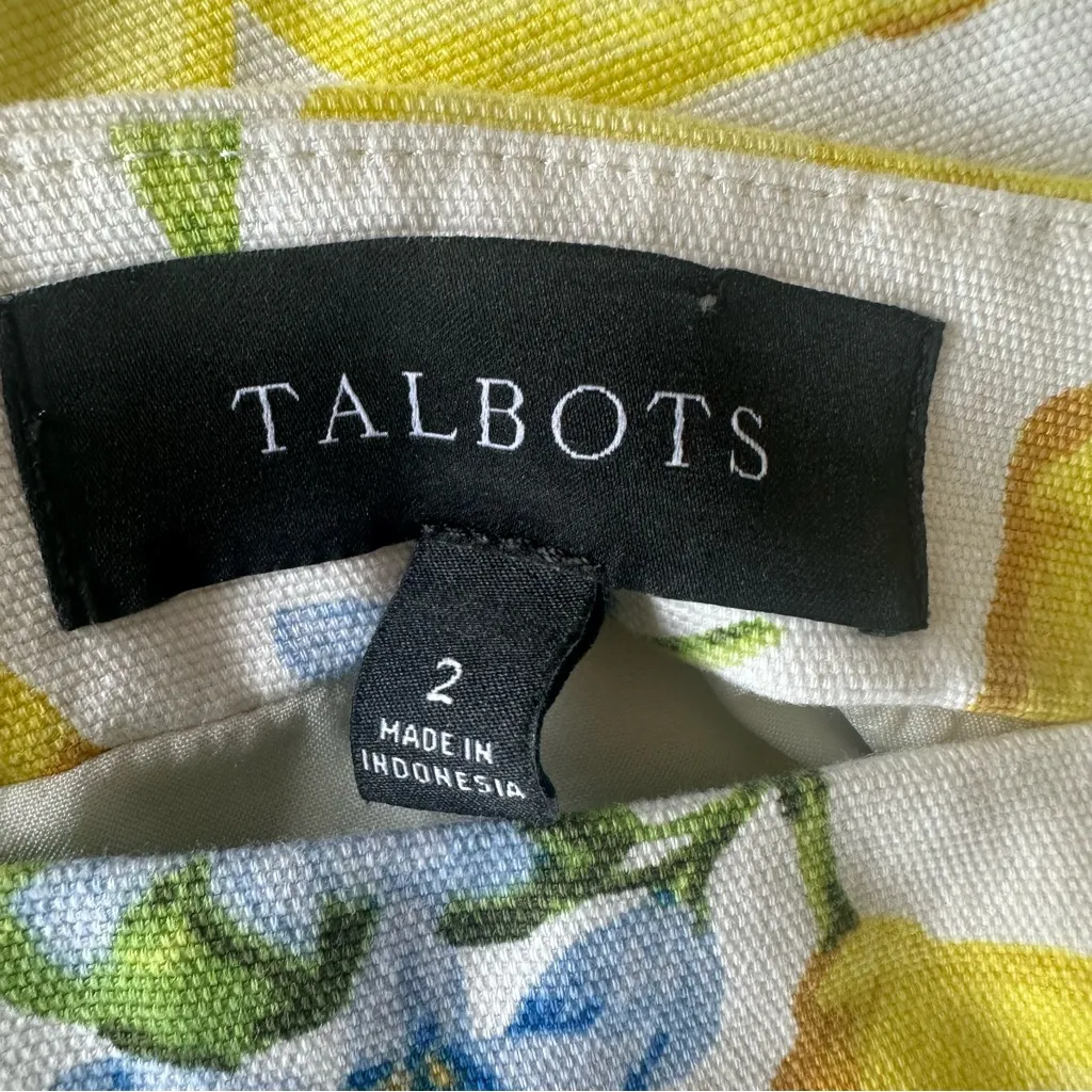 Talbots Lemon Print A Line Short Skirt Women’s 2 Yellow Cotton Stretchy - Image 5