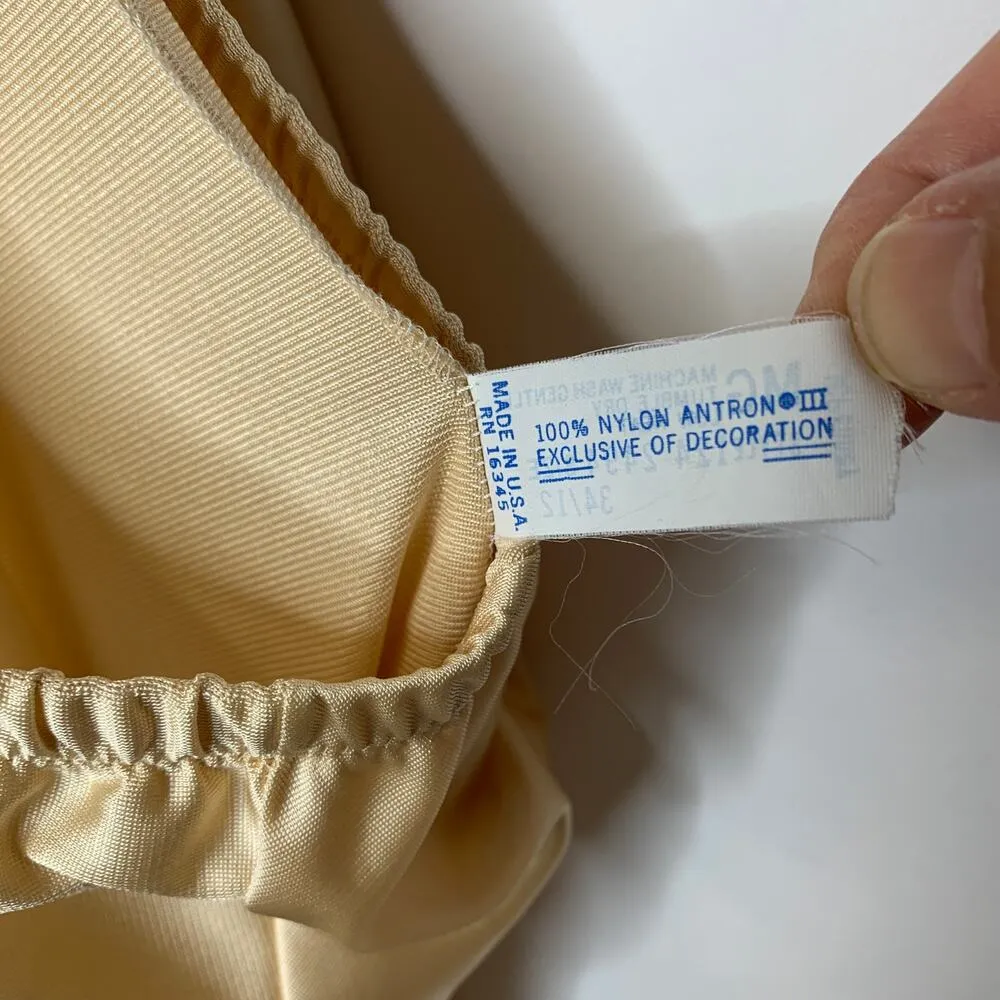 Vintage Tan Midi Strapless Slip 70s Sz 34 / 12 - Image 5