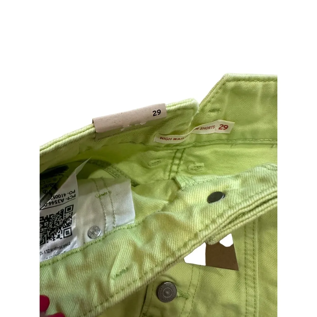 LEVIS High Waisted Lime Denim Mom Shorts Size 27 NEW Green - Image 11