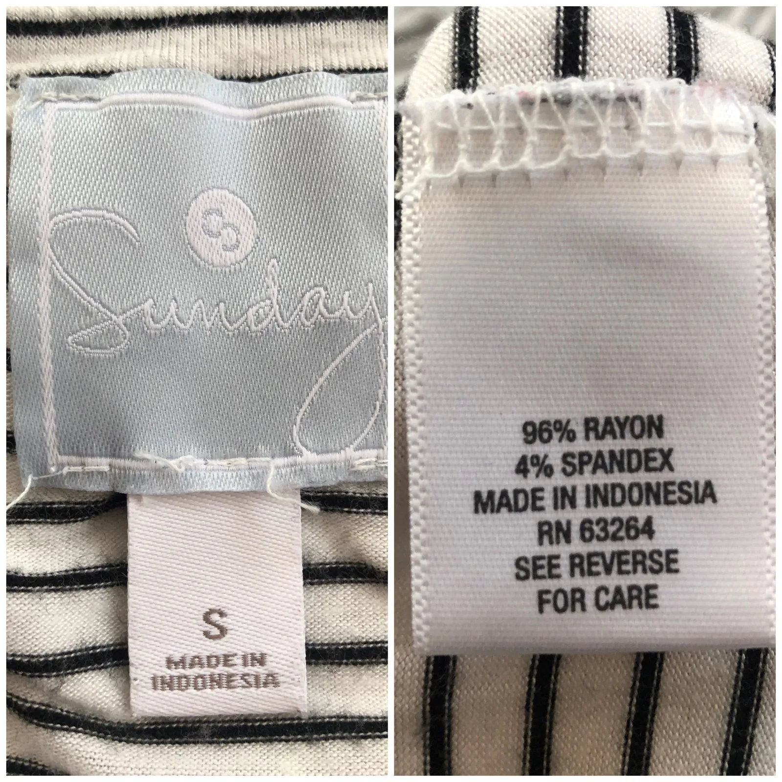 Dressbarn Sunday SMALL White Black Striped Hello Weekend Tee Top Short Sleeve - Image 6