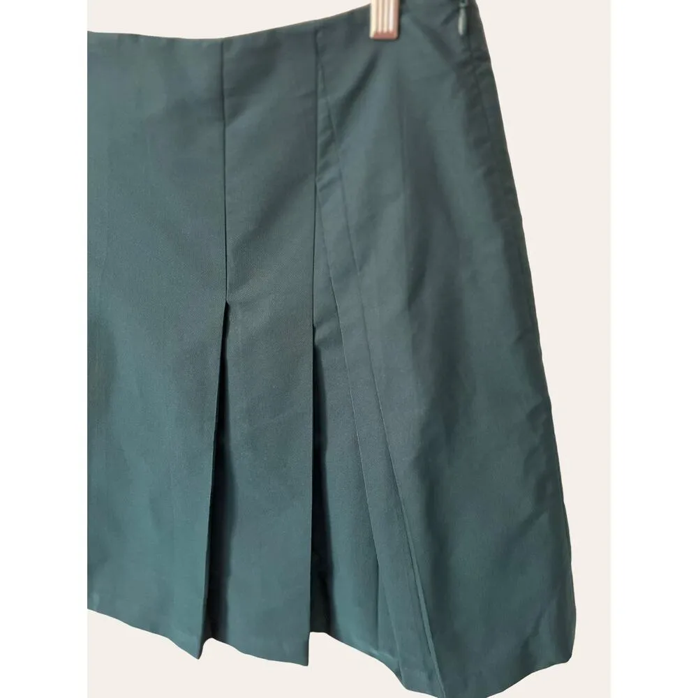 Akris Punto Turquoise Blue Pleated Silk A-Line Mini Skirt Size 8 - Image 7