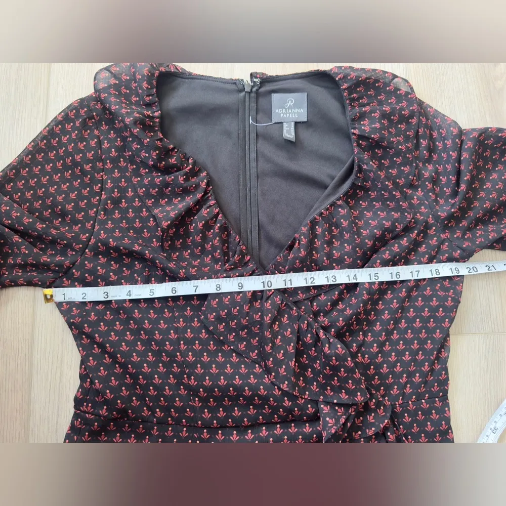 Adrianna Papell Black and Red Long Sleeve Dress ♥️ - Image 6