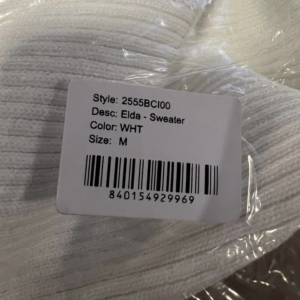 n:philanthropy  White Off Shoulder Ribbed Sweater Elda Size Medium New - Image 99