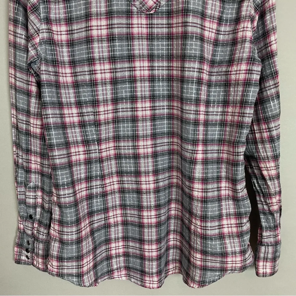 Ariat Western Shirt Women Metallic Pink White Gray Medium Skull Stud Embellished - Image 9