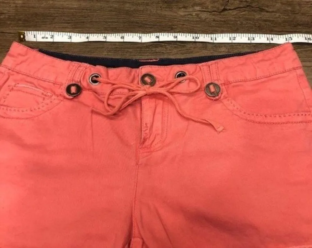Islandia Summer Cutoff Cuffed Shorts Orange Salmon Coral Pink Juniors Size 5 - Image 6