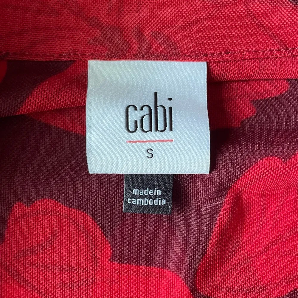 CAbi Red & Burgundy Cocktail Sheer Floral Long Sleeve Button Down Maxi Dress - Image 10