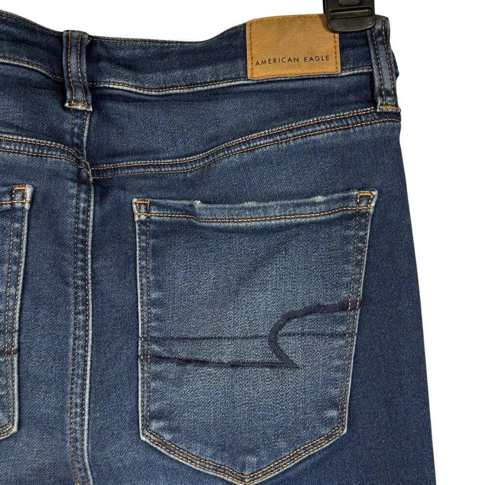 American Eagle SZ 6 Super Hi-Rise Jeggings Jeans Distressed Stretch Frayed Hems - Image 8