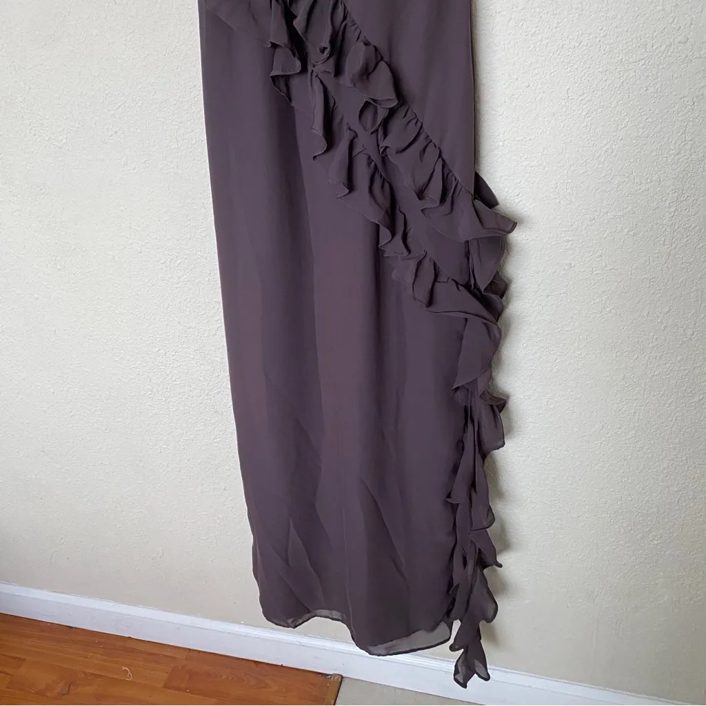 HOUSE OF CB‎ 'Ariela' Expresso Ruffle Maxi Dress brown NWOT size S - Image 9
