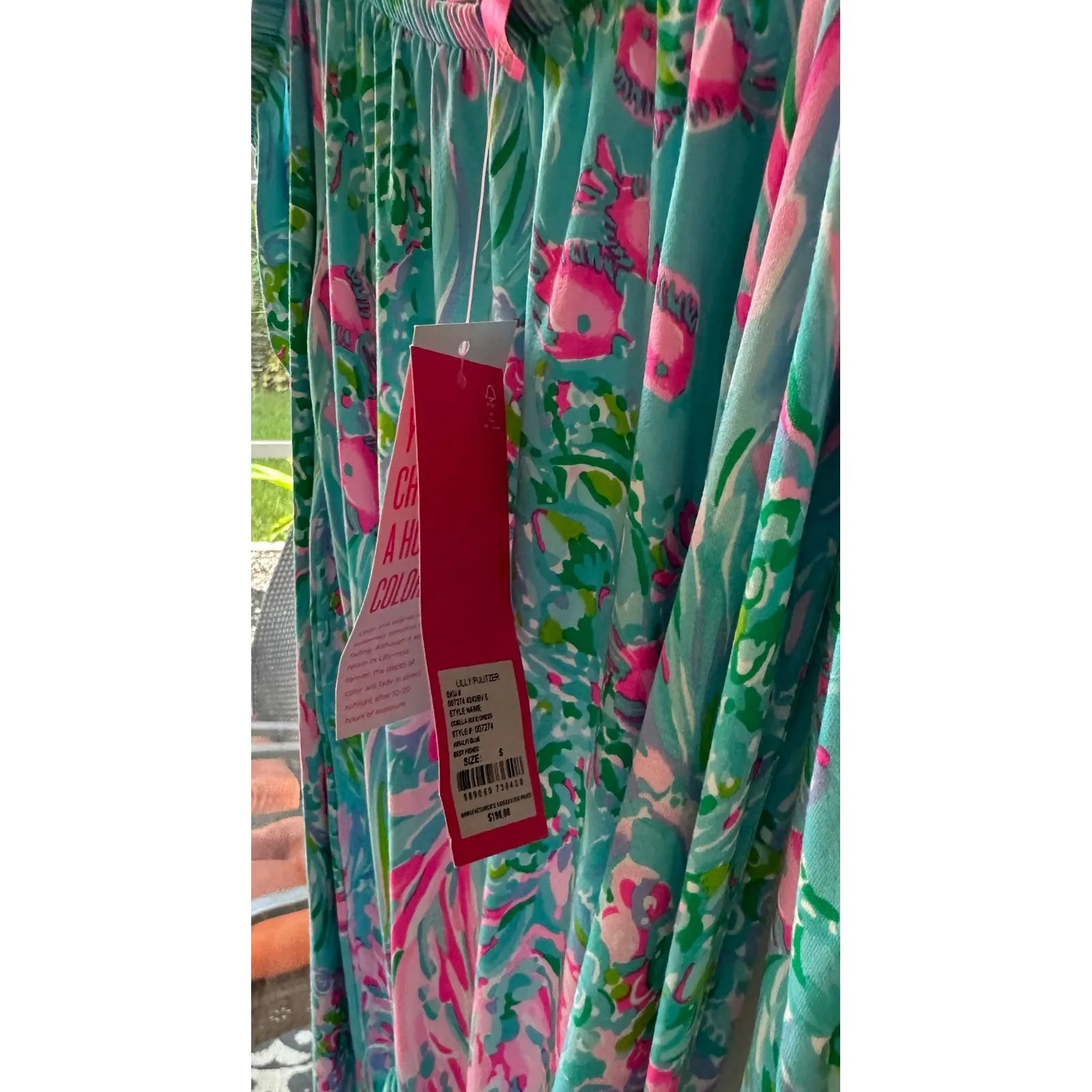 Lilly‎ Pulitzer Odella  Maxi Dress Off Shoulder best fishes  Belted Size S NWTs - Image 5