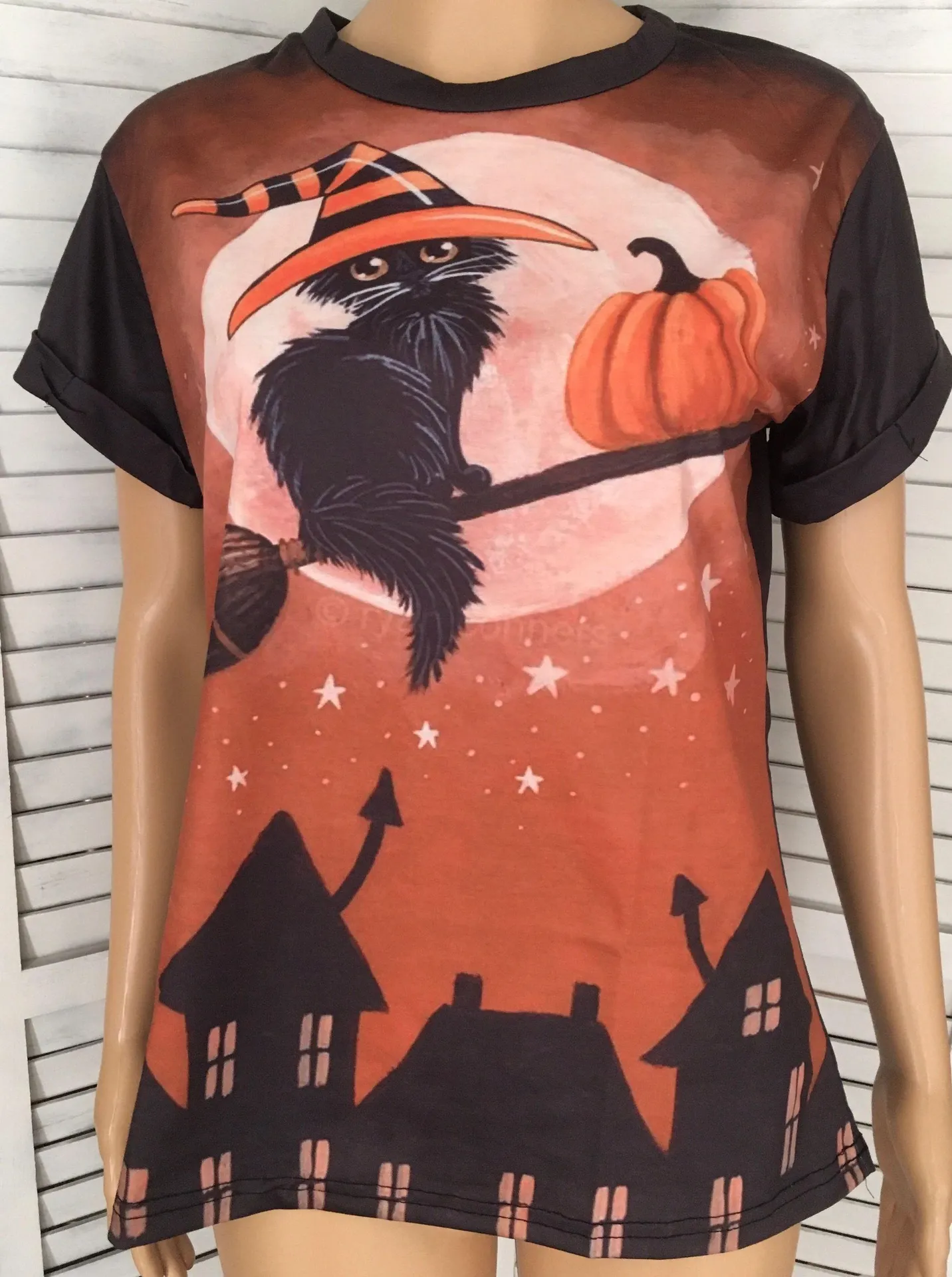 Black Cat Halloween Shirt, Medium - Image 2