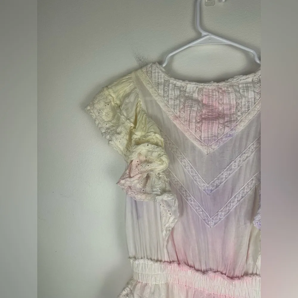 LoveShackFancy Gwen Ruffled Sleeve Tie Dye Mini Dress Women’s Sz S - Image 8