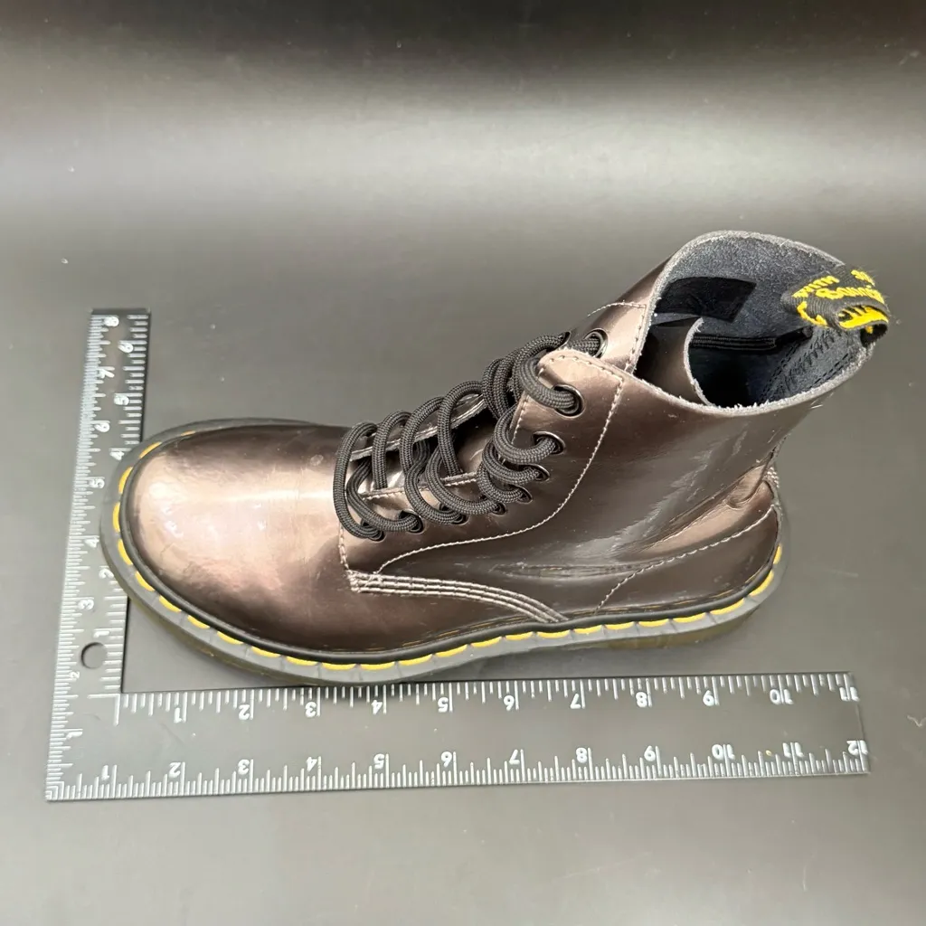 DR. MARTENS 1460 Pascal Vegan Metallic Chrome Rosegold Pewter 8-Eye Lace Boots 6 - Image 7
