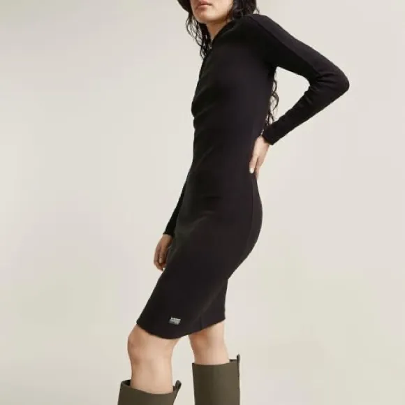 G-STAR RAW ERGONOMIC SLIM RIB DRESS WMN Size Medium NWT Color Dark Black - Image 9