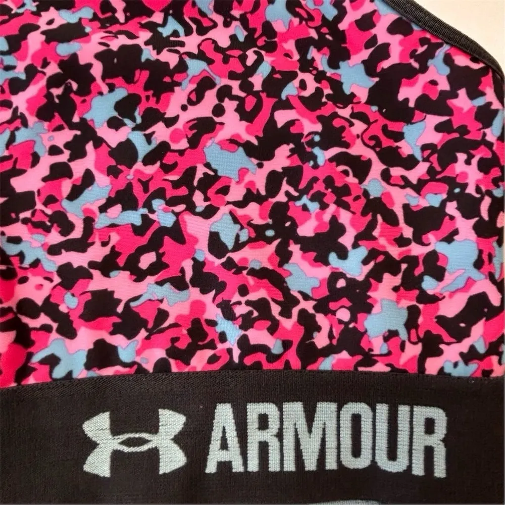 Under Armour Women's Med Support Crossback Sports Bra Pink Black - Image 5