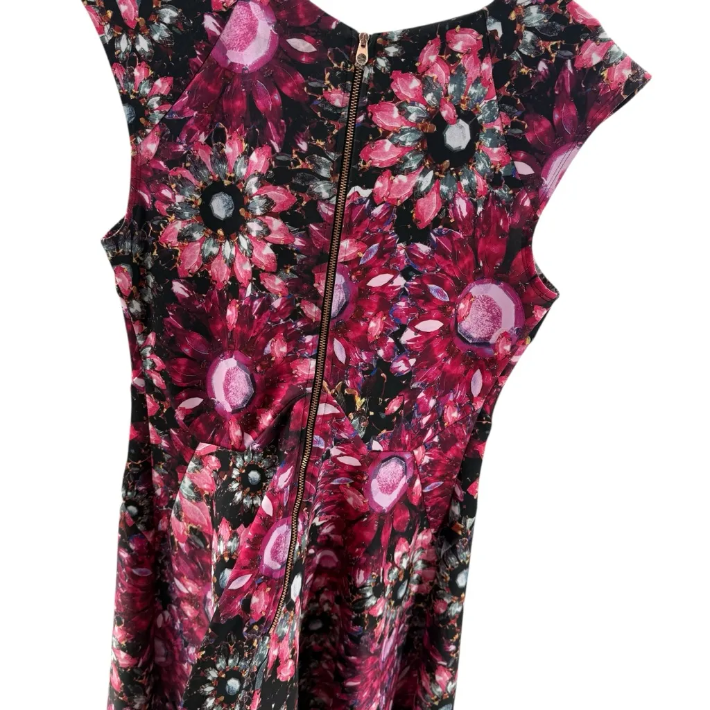 Ted Baker Women’s Crystal‎ Brooch Skater Dress Pink Magenta Jewel Tone Gem Mini - Image 11