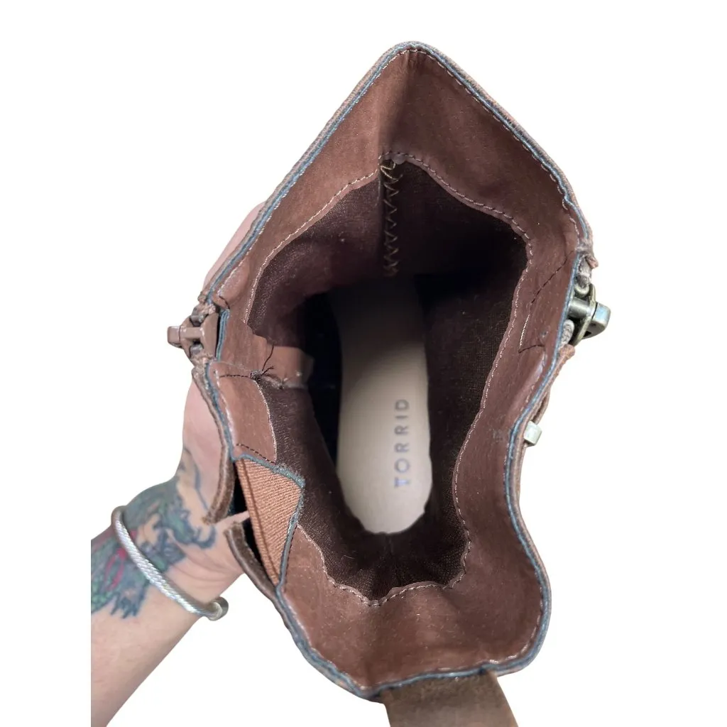 Torrid Womans faux leather brown chunky moto ankle boots sz 8.5W SKU 9627 - Image 7