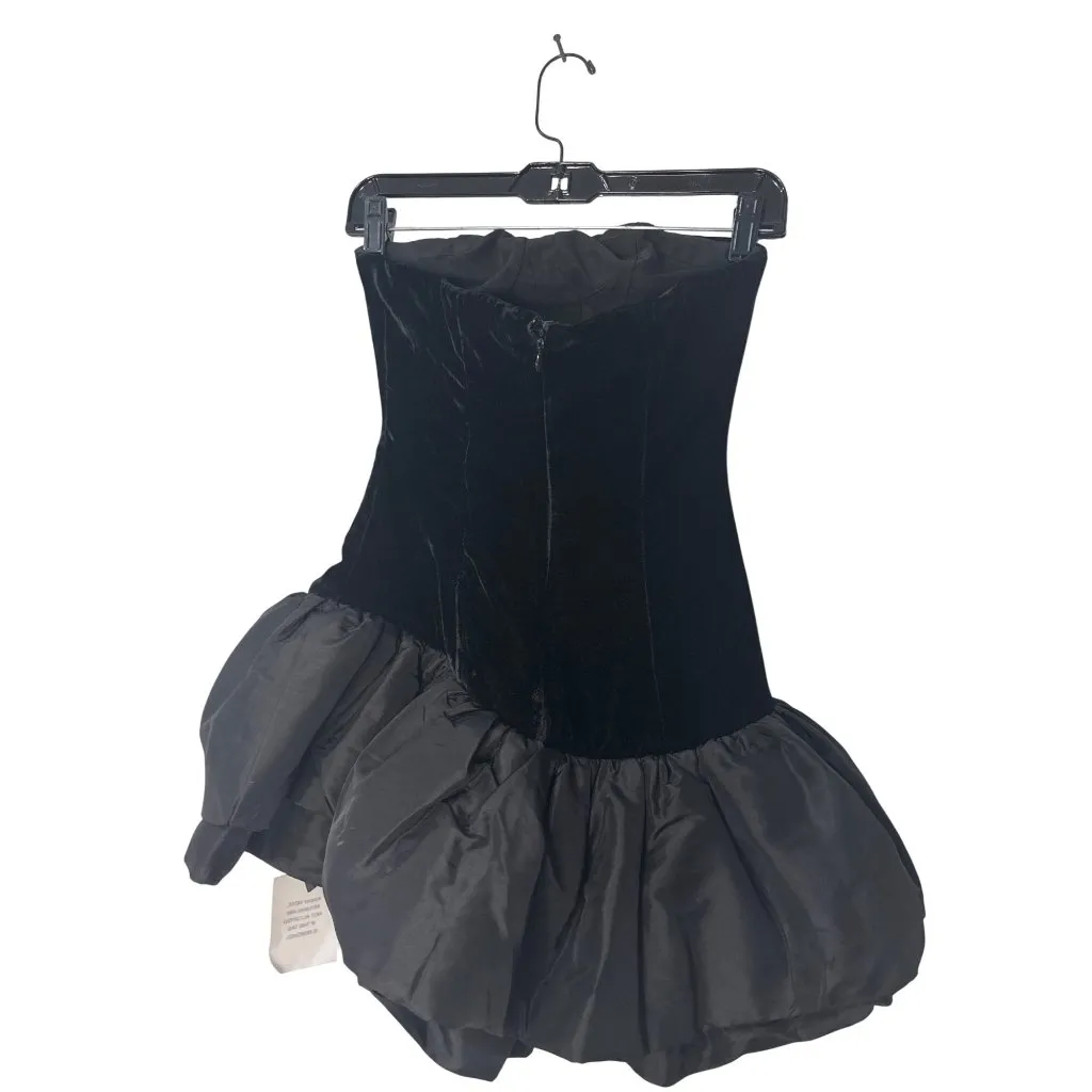 NBD Ella Strapless Ruffle Dress in Black X-Small New Womens Mini Taffeta - Image 6