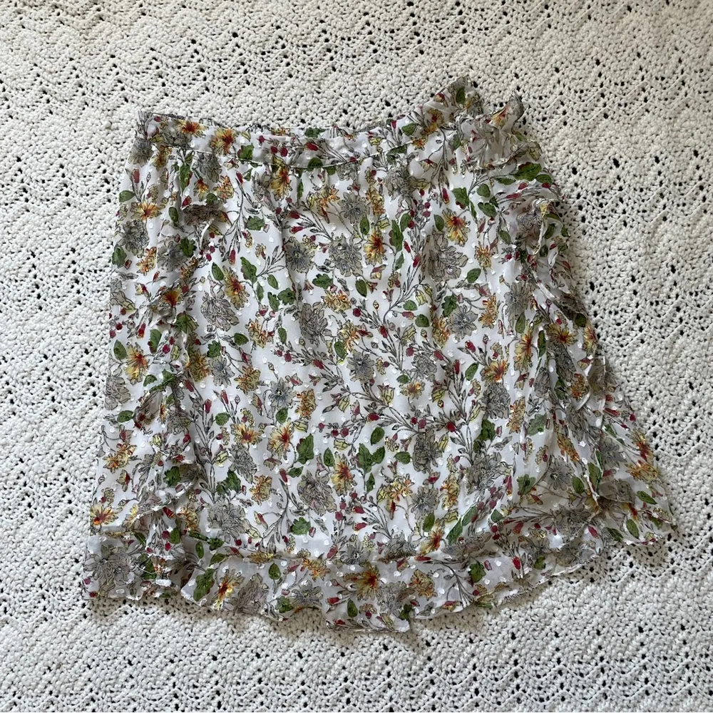 Walter Baker Ryder Floral Print Ruffle Swiss Dot Fabric Mini Skirt (Size 12) - Image 2