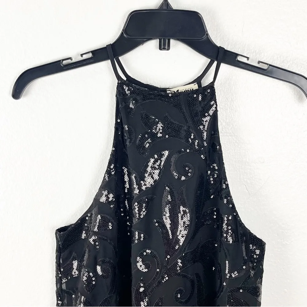 SHOW ME YOUR MUMU Gomez Black Sequin Halter Top Back Zipper Mini Dress, Size XS - Image 8
