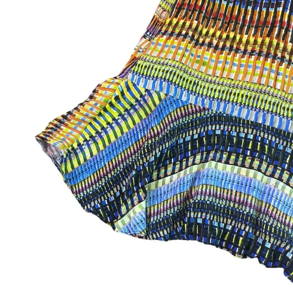 Saloni Colorful Stripe Shift Dress Ruffle Lace Bold Sleeveless Size 4 Women's Blue - Image 8