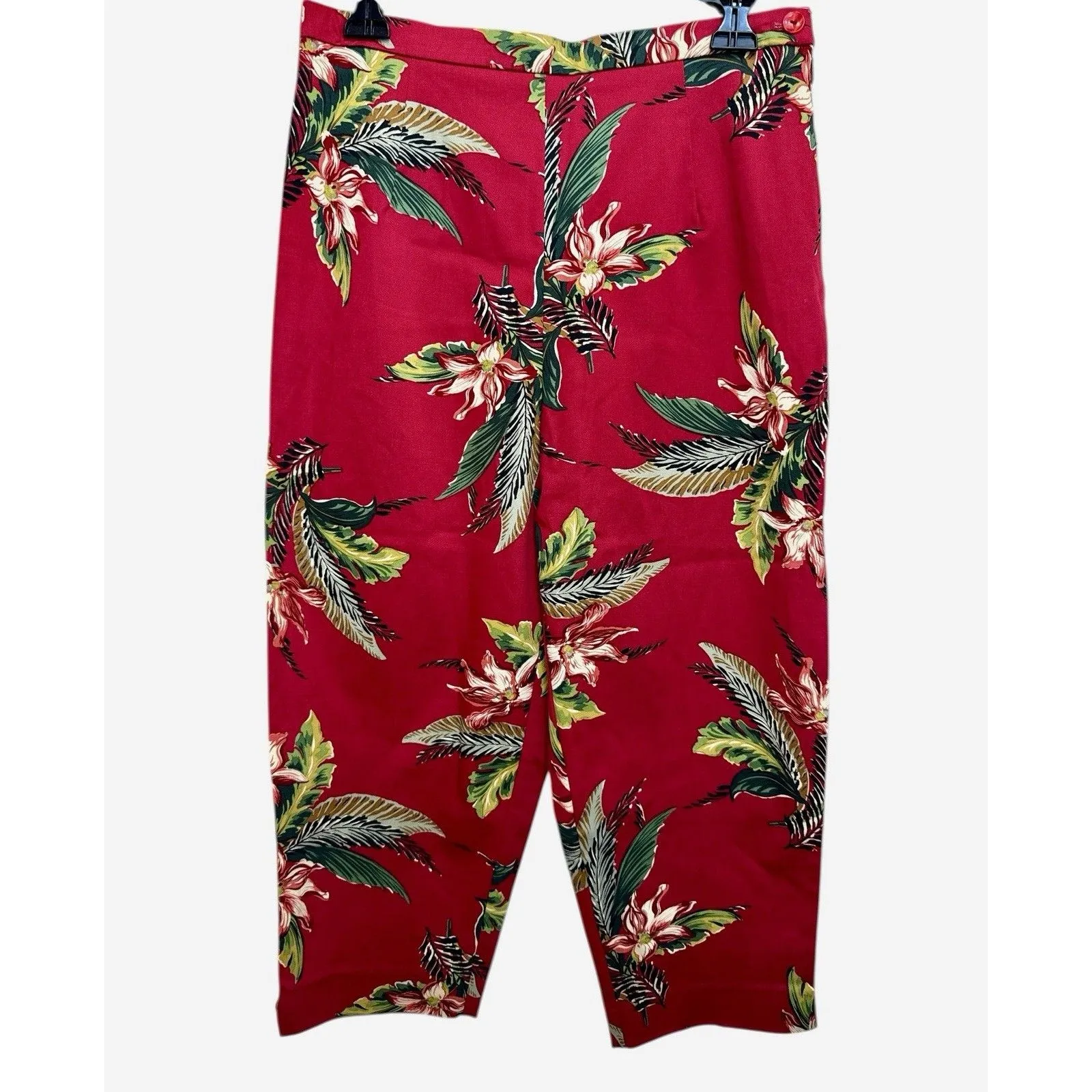 NWT Tropical Floral Print Cropped BRIGGS Pants 12P Petite Stretch Resort Wear - Image 2