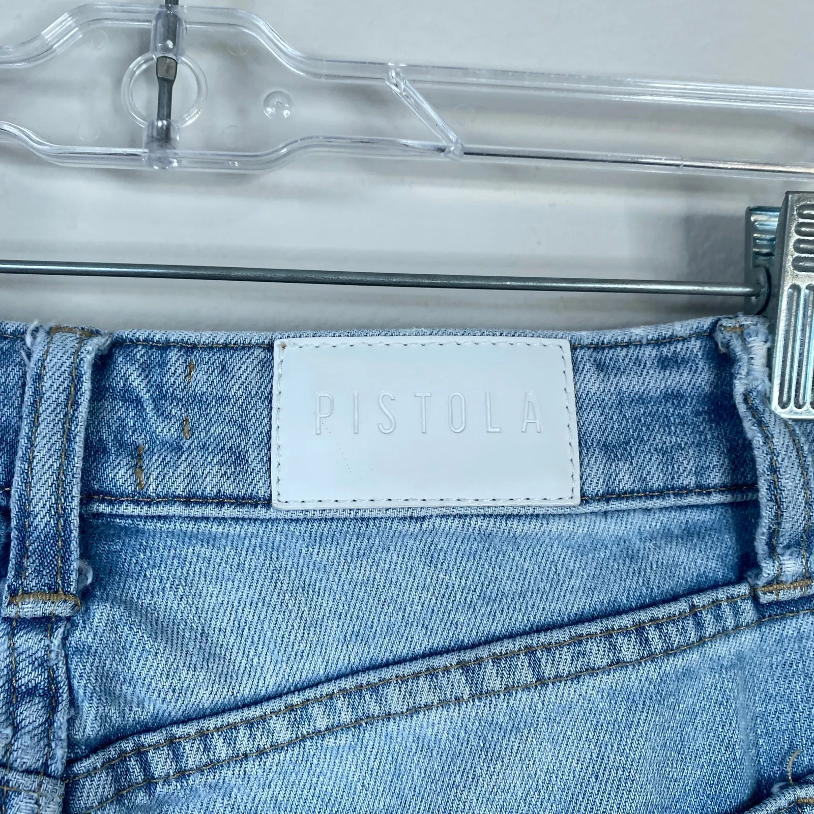 PISTOLA Lennon High Waist Ankle Raw Hem Distressed Light Wash Jeans Size 27 - Image 6