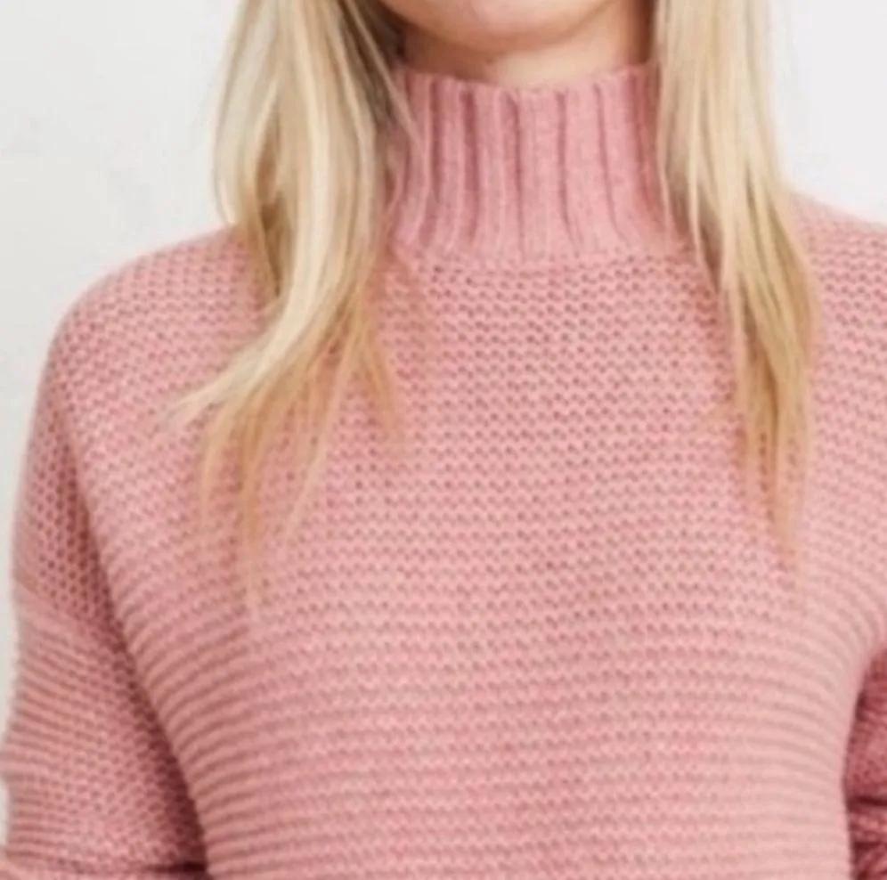 Marine Layer Remi Mock Neck Long Sleeve Knit Sweater Ash Rose Pink Small S - Image 2