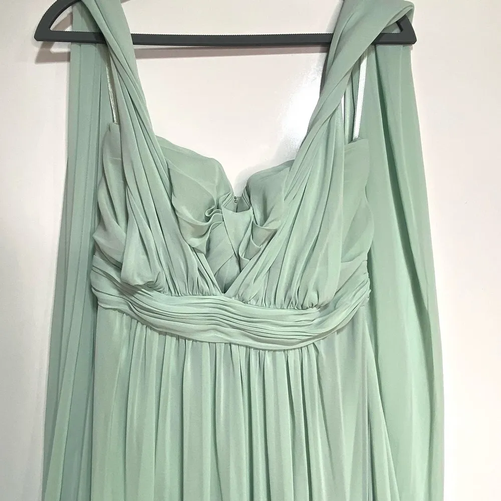 Chicky Convertible Chiffon Maxi Bridesmaid Dress in Sage Green M - Image 5