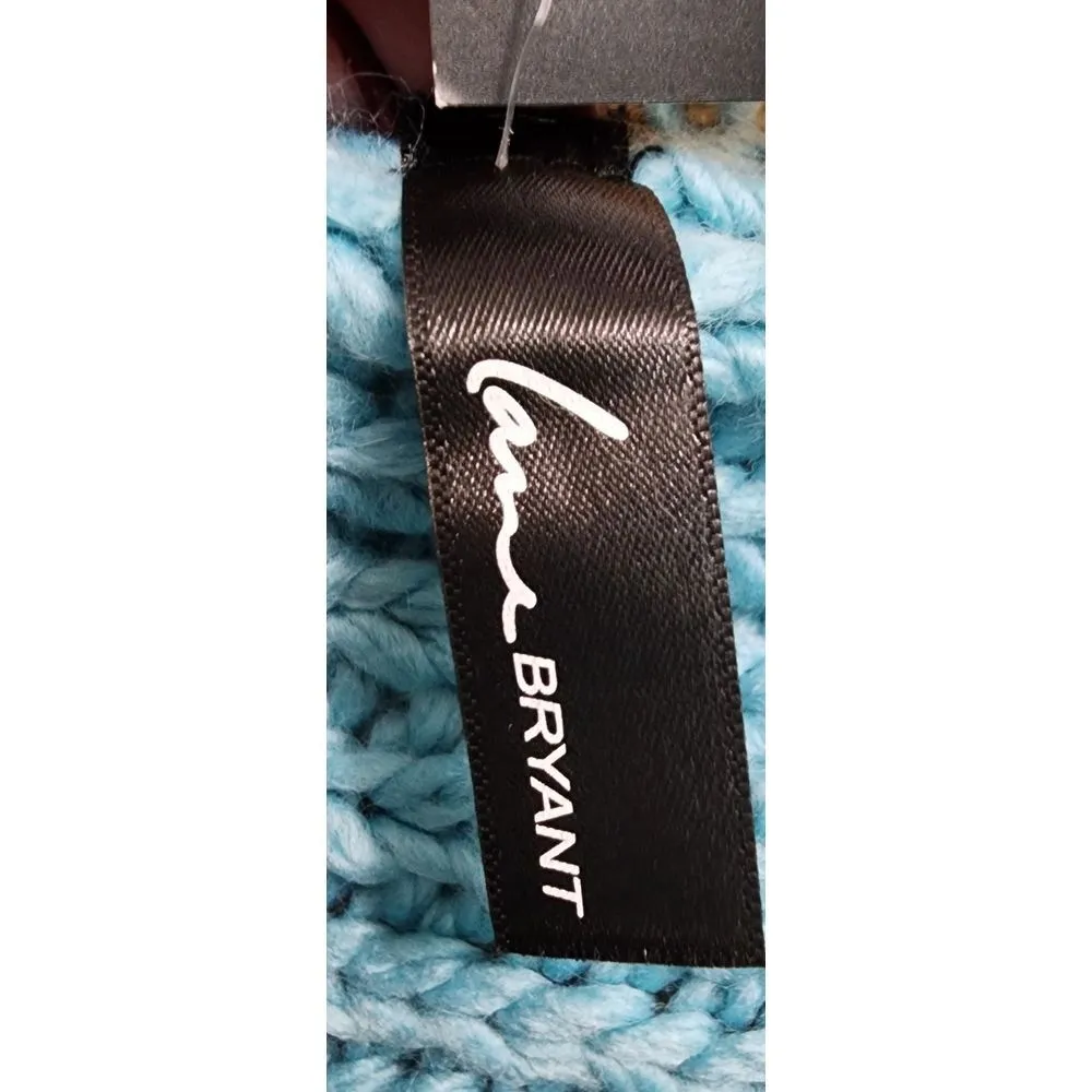 Lane Bryant Chunky Knit Winter‎ Scarf Black White Teal Colorblock Cozy Warm - Image 3