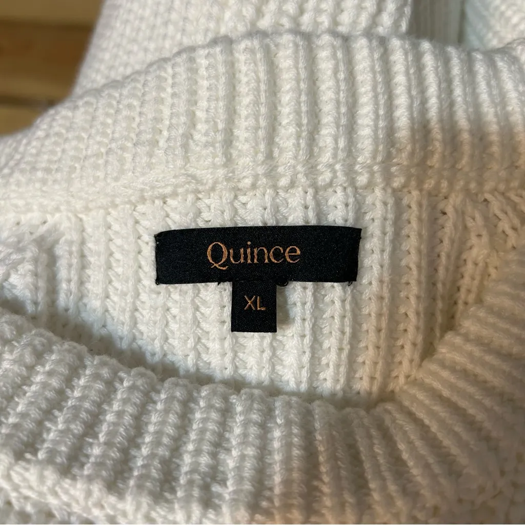 Quince Organic Cotton Fisherman Crewneck Sweater in Ivory Size XL - Image 8