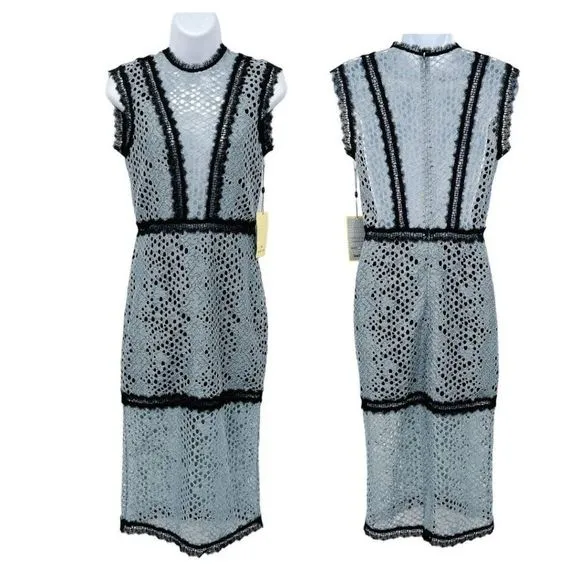 NEW Alexis Donatello Lace Crochet Sheath Midi Dress High Neck Sleeveless Small - Image 5