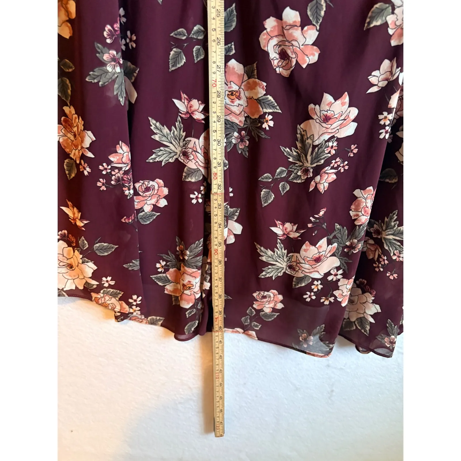 Torrid Burgundy Floral Cold Shoulder Ruffle Chiffon Skater Dress Plus Size 20 - Image 8