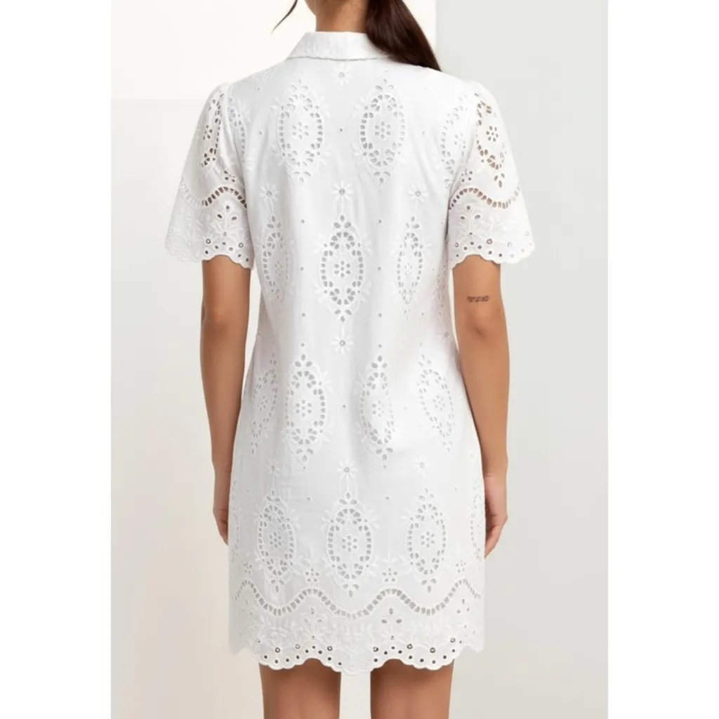 SÉZANE Elvina Embroidered Short Dress, Ecru, FR34/US2 - Image 5