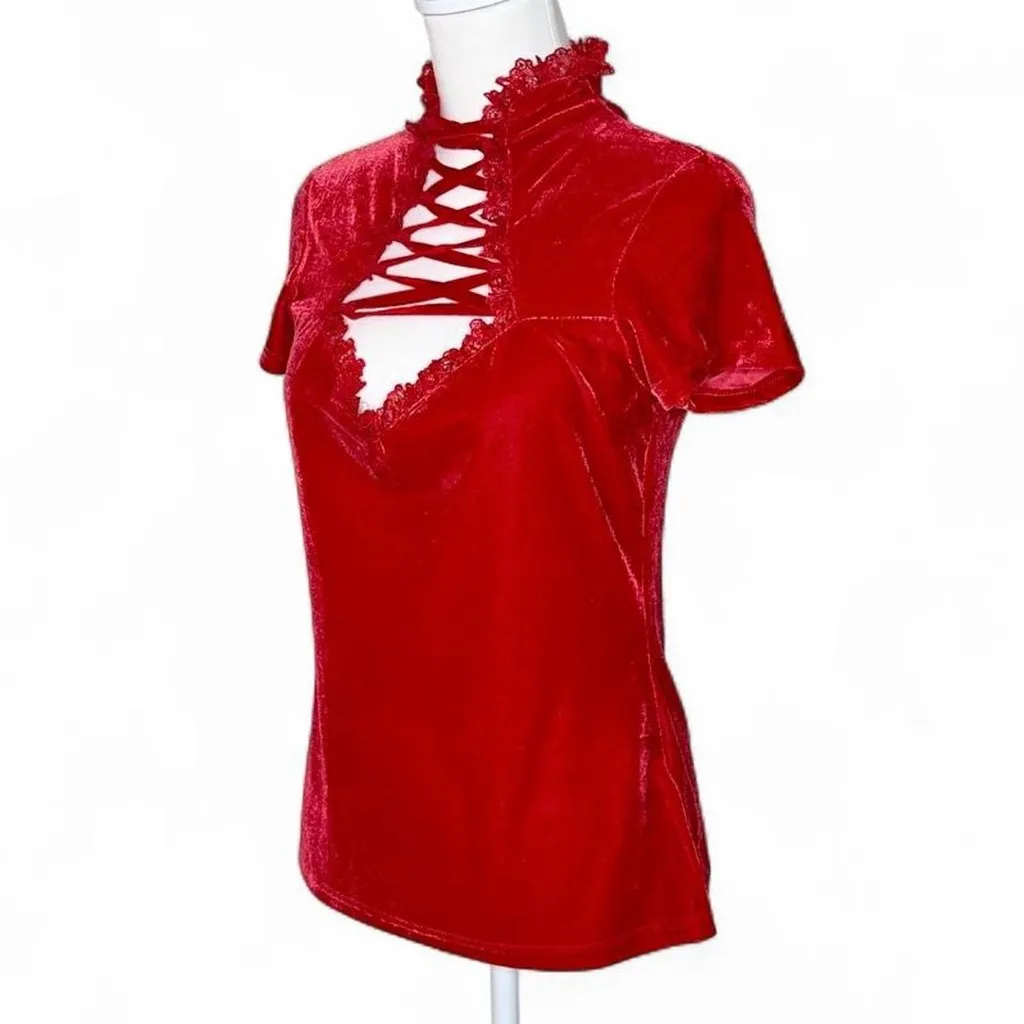 Red Velvet Corset Top - Image 3