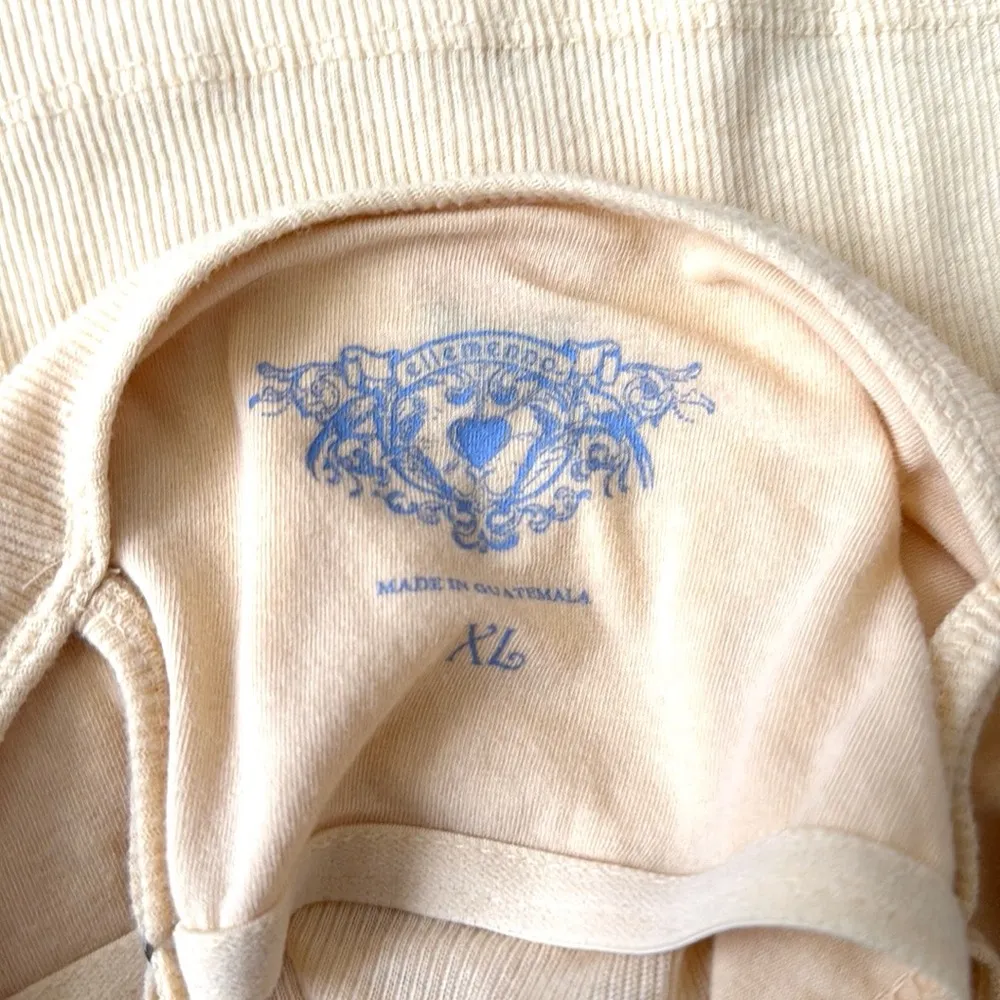 Women’s XL Rainbow Heart Ribbed Knit Spaghetti Strap Tank Top Shirt X Large Yellow - Image 3