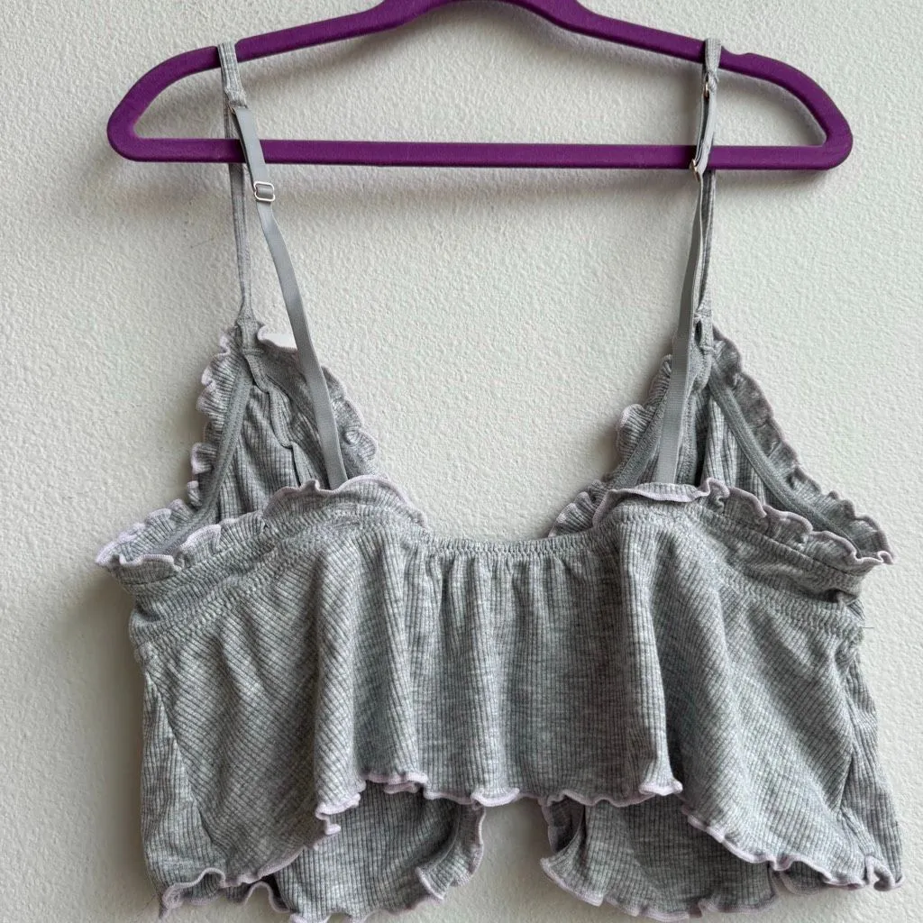 NWT Urban Outfitters Lettuce Trim Gray Clasp Front Bralette Cami Size Medium - Image 5