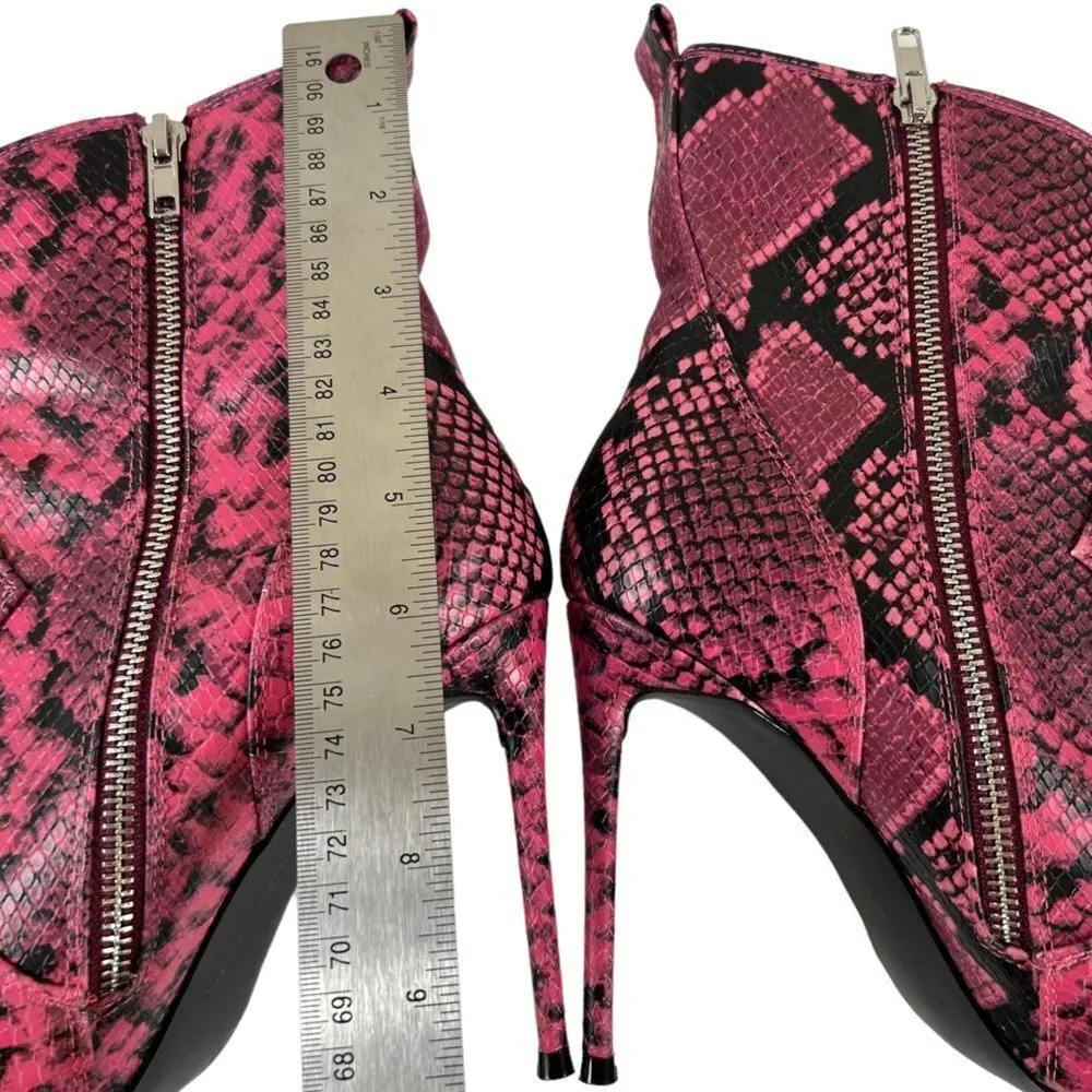 WINNIE HARLOW X SM (STEVE MADDEN) TINA PINK SNAKE PRINT STILETTO HEEL ANKLE BOOT Size 9 - Image 8