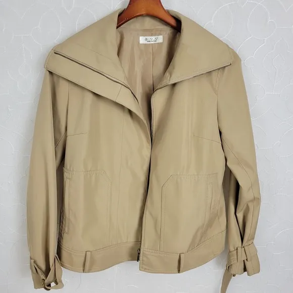 a.v.v. Michel Klein Womens Jacket Size 42 Paris Brown Collared Full Zip Pockets - Image 8