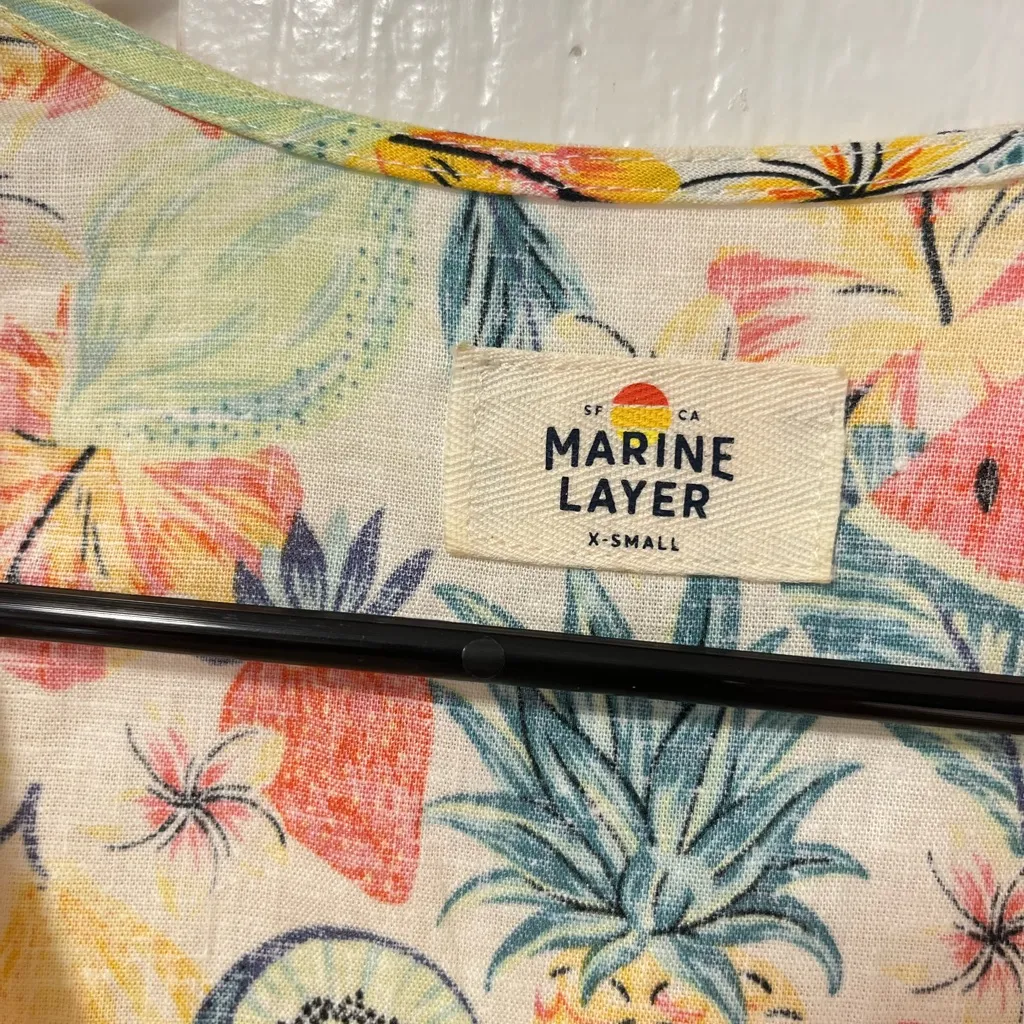 Marine Layer Camila Hemp Blend Romper Fruit Print Beachy with waist tie size XS - Image 6