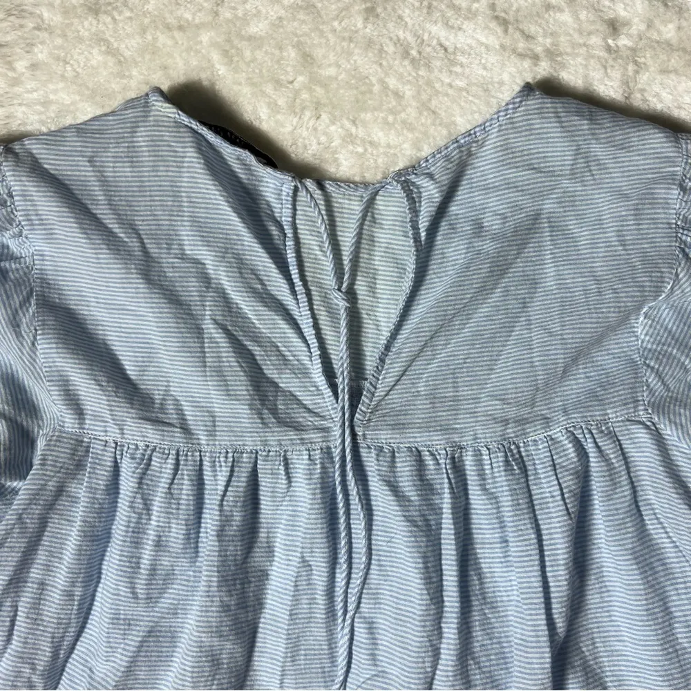 Zara Blue Striped Embroidered Blouse - Image 9
