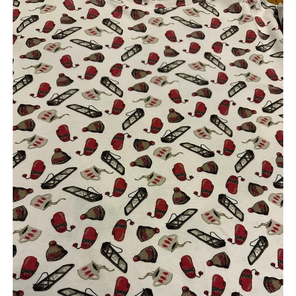 St. John’s Bay Vintage Mock Neck Long Sleeve Winter Print Sledding Women Medium - Image 5