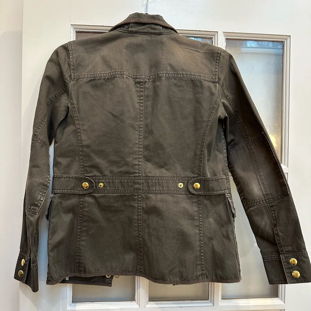 J. CREW Relaxed Fit Boyfriend Field Military Jacket Olive Green Size XXS Petite - Image 4