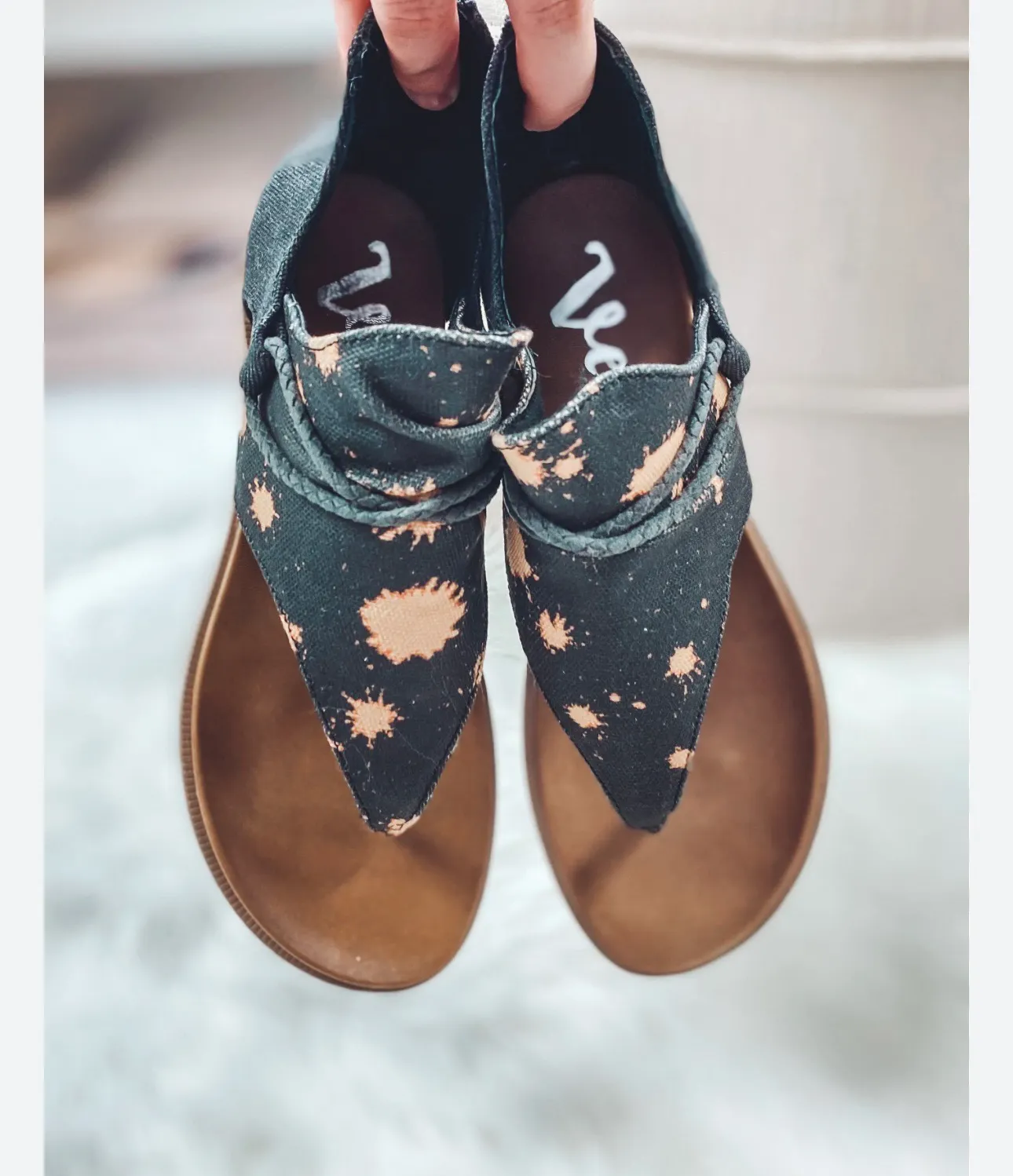 Strappy Sandals Bleach Black Sparta Sandal Size 8 Zip Back - Image 3