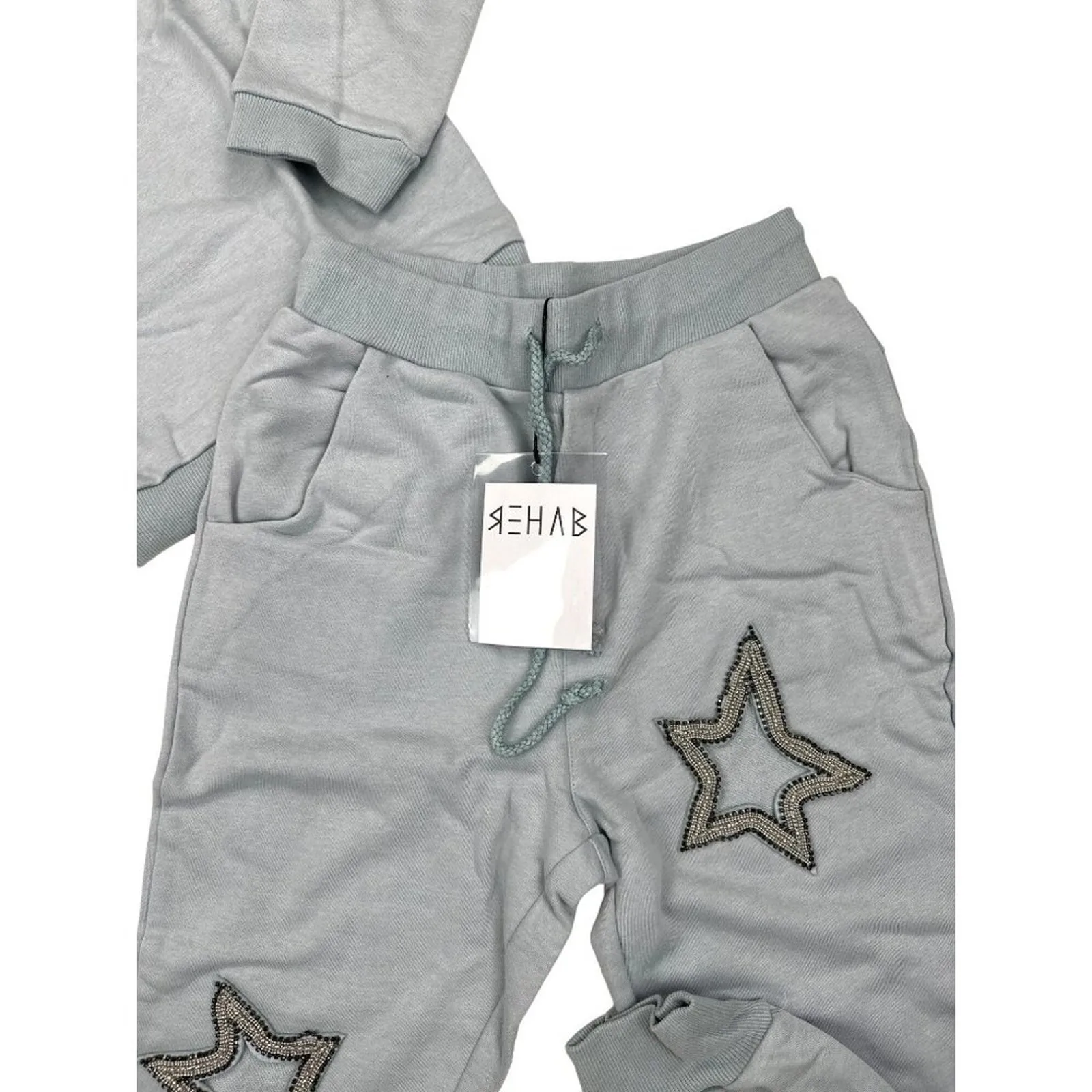 Rehab - Beaded Star Cut Out Sweatshirt & Sweatpant Set in Gray - Image 2