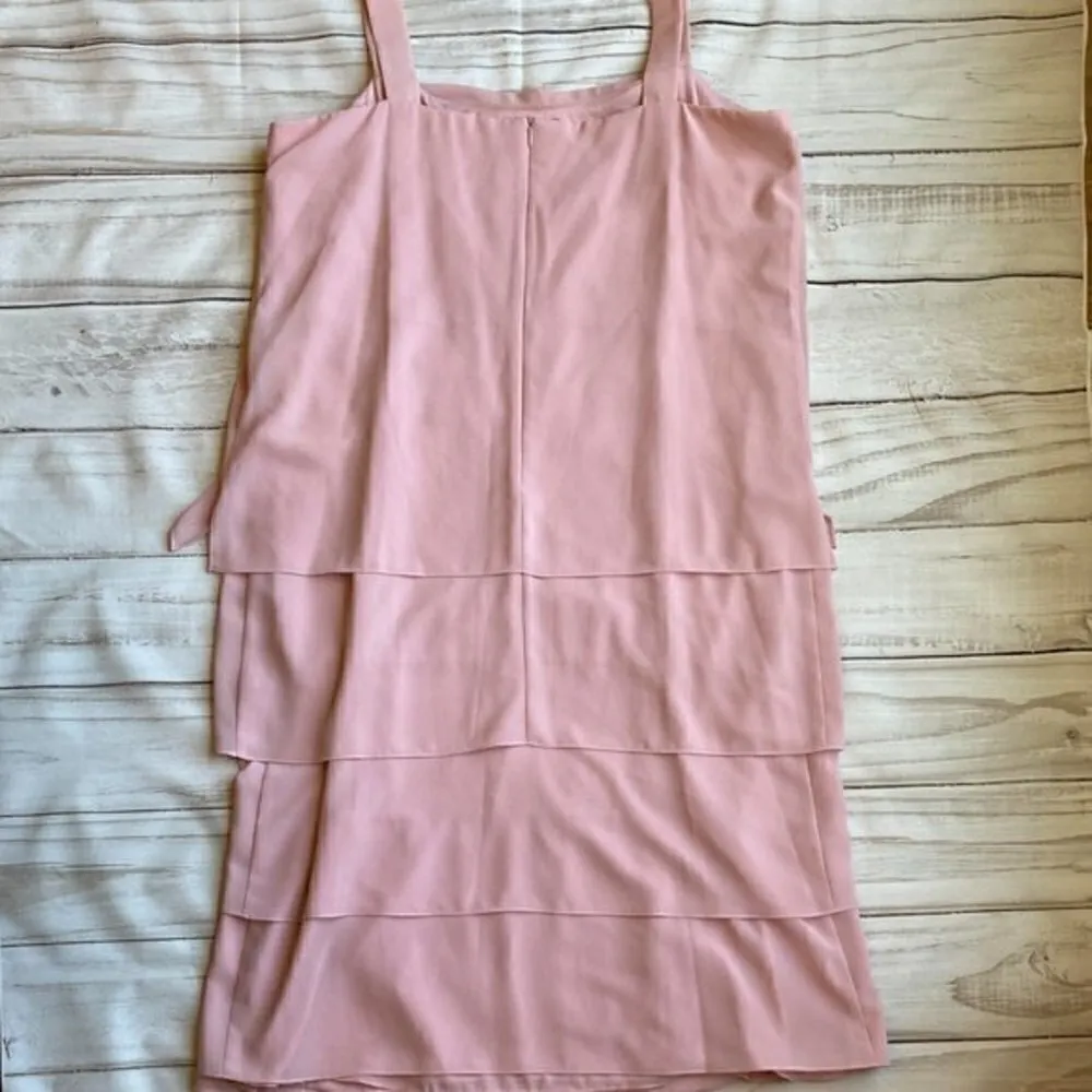 Ursula of Switzerland Vintage Bridesmaid Pink Layered Ruffle Midi Dress Size 14 - Image 8