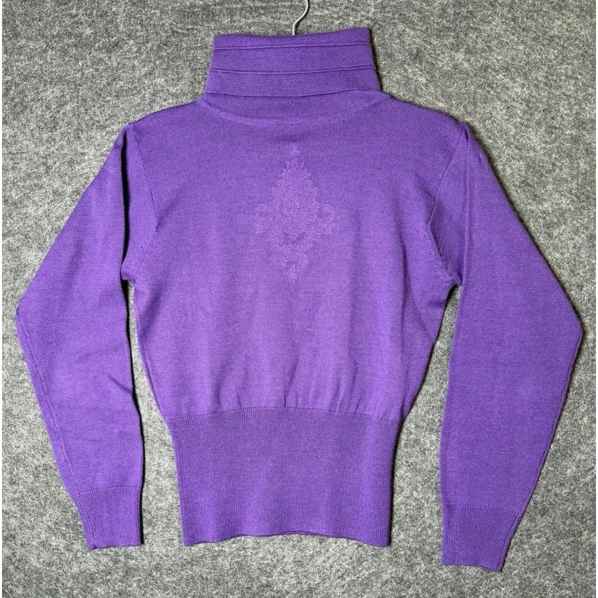 Vintage Snuggler Ski Wear Purple Wool Blend Turtleneck Sweater Size S Embroidery - Image 2