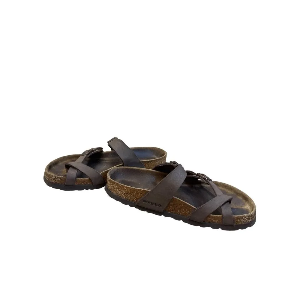 Birkenstock Womens Brown Leather Slip Sandals Size 6 SKU8123 - Image 2